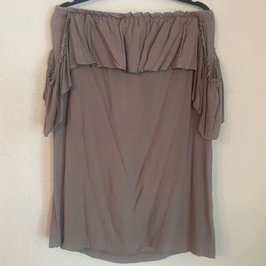 Off-the-shoulder flutter sleeve dress